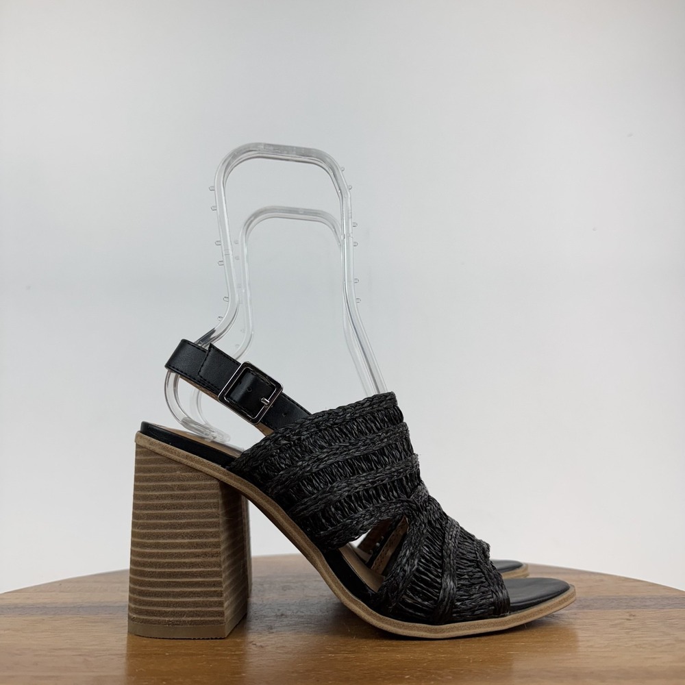 New NWOB Womens Dolce Vita Rian Black Woven Slingback Peep Toe Sandals Size 9 M‎